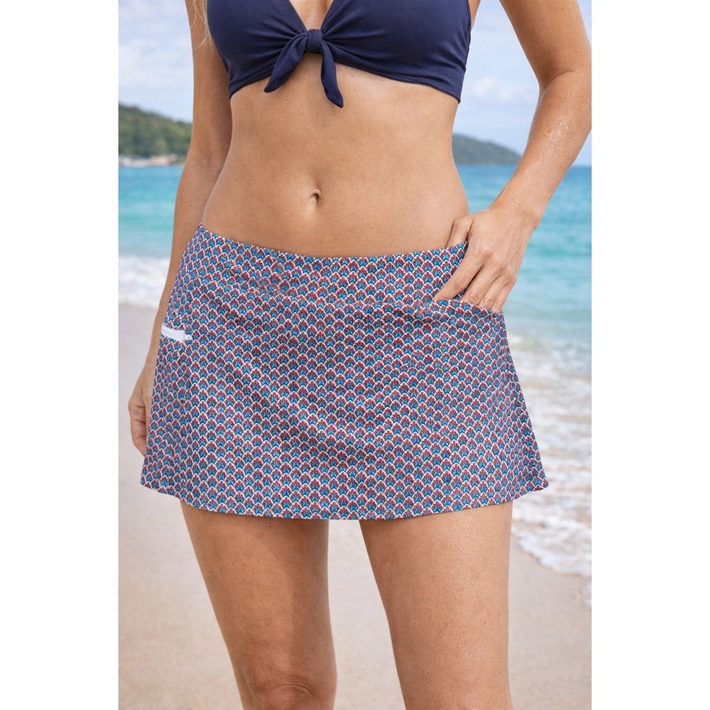 Beach House Swim Skort Skirt Geometric Resort Cruise Pool Active Swimwear 10 f1